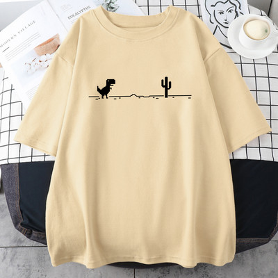 Mosaic Game Cactus Little Dinosaur Muške Crtići kratkih rukava Ležerne kreativne majice Prevelika prozračna muška pamučna odjeća