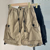 Férfi alkalmi laza rövidnadrágok 2024 nyári High Street Workwear Funkcionális rövidnadrágok Straight Trend Sport divat Egyenes férfi nadrágok