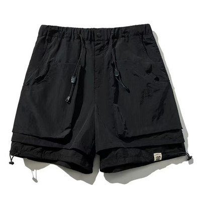 Férfi alkalmi laza rövidnadrágok 2024 nyári High Street Workwear Funkcionális rövidnadrágok Straight Trend Sport divat Egyenes férfi nadrágok