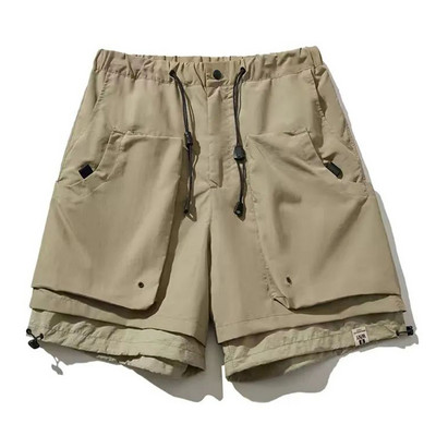 Férfi alkalmi laza rövidnadrágok 2024 nyári High Street Workwear Funkcionális rövidnadrágok Straight Trend Sport divat Egyenes férfi nadrágok