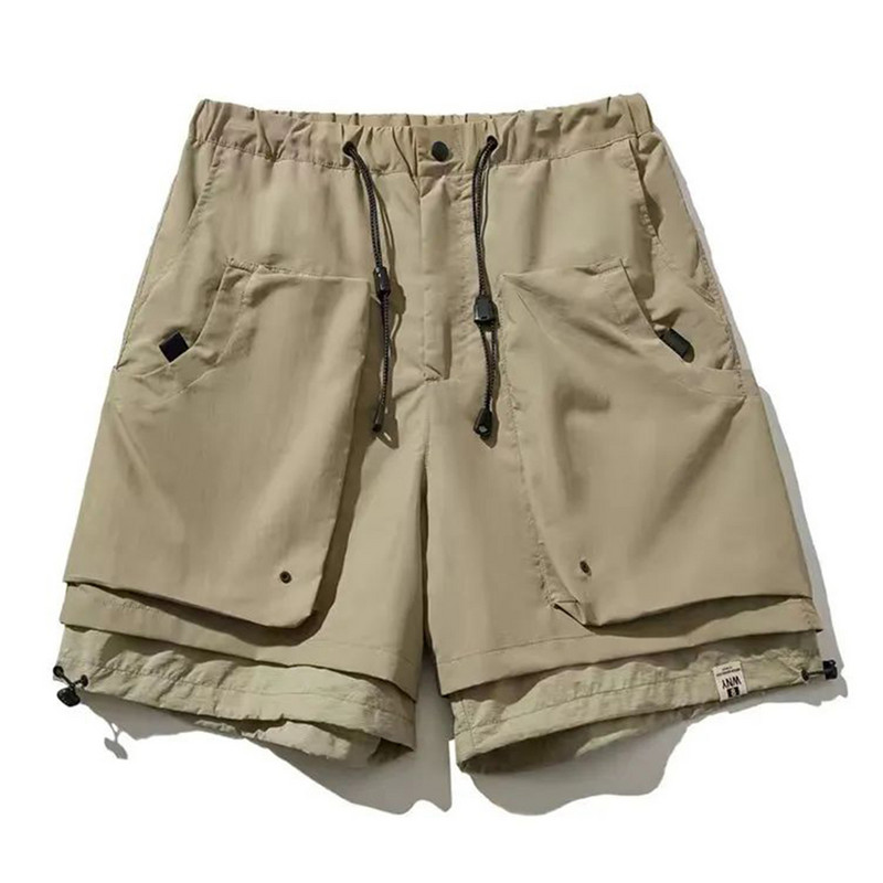 Férfi alkalmi laza rövidnadrágok 2024 nyári High Street Workwear Funkcionális rövidnadrágok Straight Trend Sport divat Egyenes férfi nadrágok