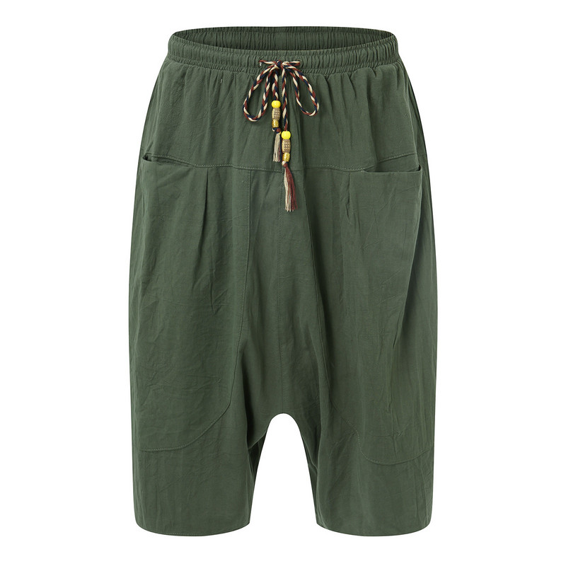 Ikdienas sporta bikses vīriešiem 2023. gada vasaras rudens Ikdienas kokvilnas apgrieztas bikses, brīvas zemas kājstarpes harēma bikses High Street sporta bikses