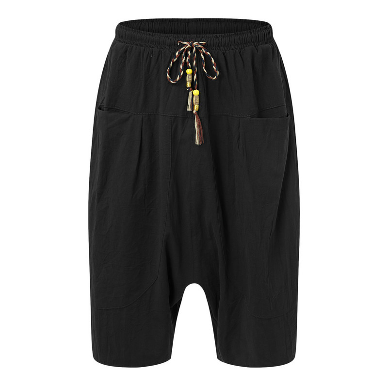 Ikdienas sporta bikses vīriešiem 2023. gada vasaras rudens Ikdienas kokvilnas apgrieztas bikses, brīvas zemas kājstarpes harēma bikses High Street sporta bikses