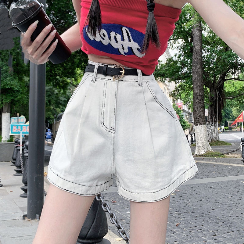 S-5XL Džinsu šorti Sieviešu nomocīti vasaras karsti, saldie ielas apģērbi ar augstu vidukli. Sieviešu elegants, platas kājas, brīvs vintage Ulzzang Designed