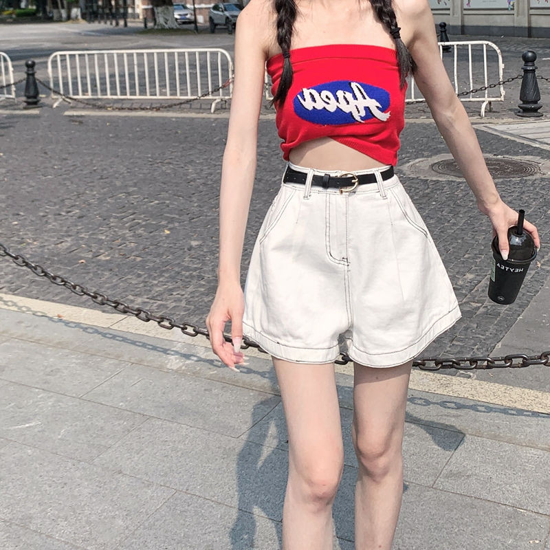 S-5XL Džinsu šorti Sieviešu nomocīti vasaras karsti, saldie ielas apģērbi ar augstu vidukli. Sieviešu elegants, platas kājas, brīvs vintage Ulzzang Designed