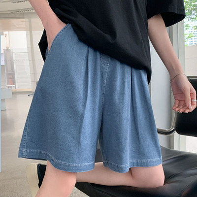 Ljetne kratke hlače od traperica A-kroja visokog struka za 2023. Ležerne kratke hlače od mekog plavog trapera Ženske široke traperice od ledene svile