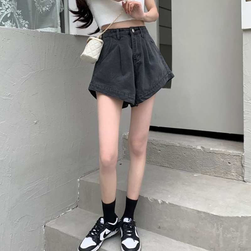 Džinsu S-4XL šorti sievietēm melni pelēki vintage brīvi vienkārši estētiski ielas apģērbi vasaras biroja sievietēm Forši unisex modes pamati