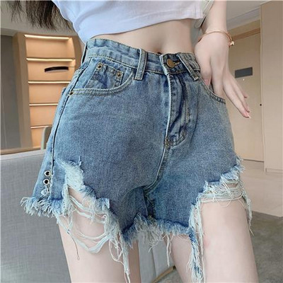Naiste lühikesed püksid S-5XL Design Hole Igapäevane vintage Korea stiil Seksikas mood A-line suvine teksapüksid vabaaja lihtsad õpilased Täiesti sobiv uus