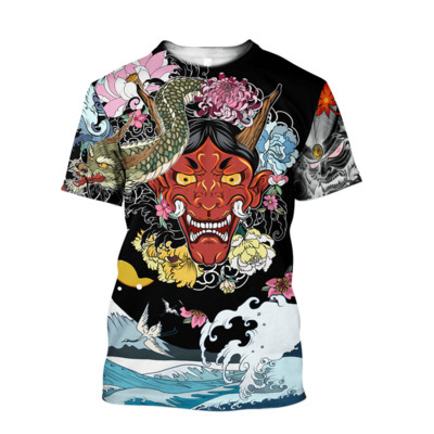 Καλοκαιρινό Vintage Ιαπωνικό μπλουζάκι Samurai Ανδρικά βαμβακερά μπλουζάκια με κοντό μανίκι O-neck Oversized ανδρικά ρούχα πανκ streetwear 6xl