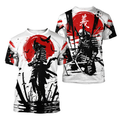 Καλοκαιρινό Vintage Ιαπωνικό μπλουζάκι Samurai Ανδρικά βαμβακερά μπλουζάκια με κοντό μανίκι O-neck Oversized ανδρικά ρούχα πανκ streetwear 6xl