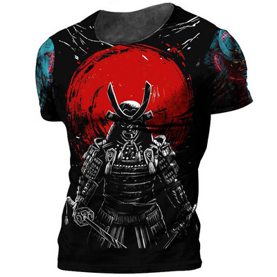 Καλοκαιρινό Vintage Ιαπωνικό μπλουζάκι Samurai Ανδρικά βαμβακερά μπλουζάκια με κοντό μανίκι O-neck Oversized ανδρικά ρούχα πανκ streetwear 6xl