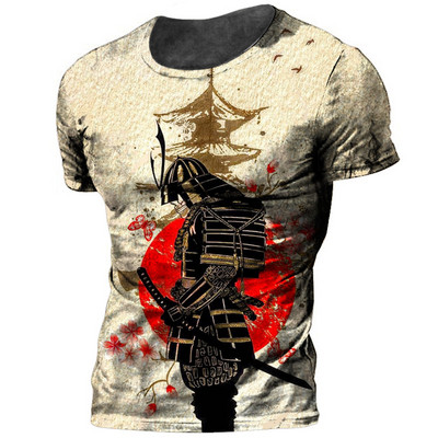 Καλοκαιρινό Vintage Ιαπωνικό μπλουζάκι Samurai Ανδρικά βαμβακερά μπλουζάκια με κοντό μανίκι O-neck Oversized ανδρικά ρούχα πανκ streetwear 6xl