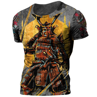 Καλοκαιρινό Vintage Ιαπωνικό μπλουζάκι Samurai Ανδρικά βαμβακερά μπλουζάκια με κοντό μανίκι O-neck Oversized ανδρικά ρούχα πανκ streetwear 6xl