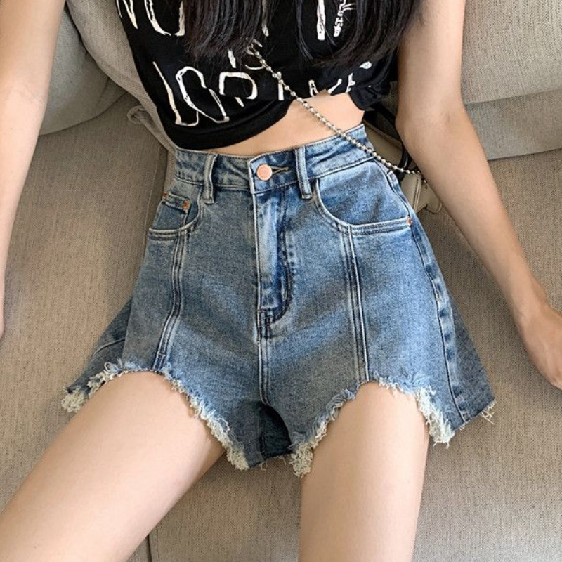 Džinsu šorti sievietēm S-5XL Neregulāra dizaina ikdienišķs, salds ar augstu vidukli