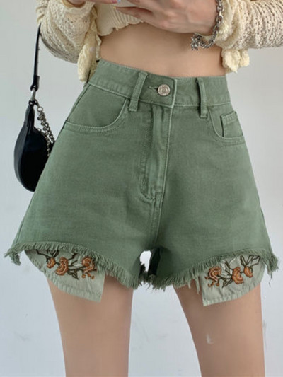 Traper kratke hlače Ženske S-4XL Patchwork vezene modne ljetne visoke struke široke poderane Ulzzang ulične jednostavne ženske