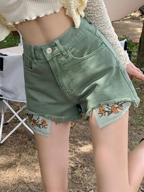 Traper kratke hlače Ženske S-4XL Patchwork vezene modne ljetne visoke struke široke poderane Ulzzang ulične jednostavne ženske