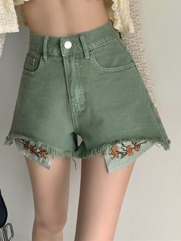 Traper kratke hlače Ženske S-4XL Patchwork vezene modne ljetne visoke struke široke poderane Ulzzang ulične jednostavne ženske