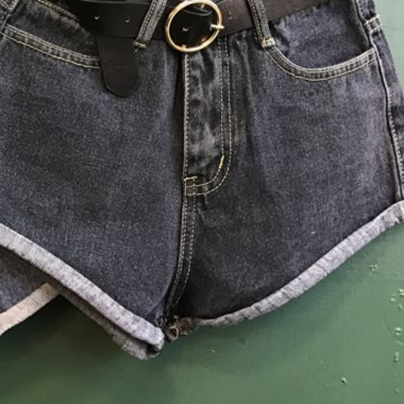 Sieviešu džinsu šorti vasarā, brīvi, gofrēti, mazgāti, visu maču Ulzangas ikdienišķas, platas kājas, meitenes vintage, maigas panks stils pamata populārs