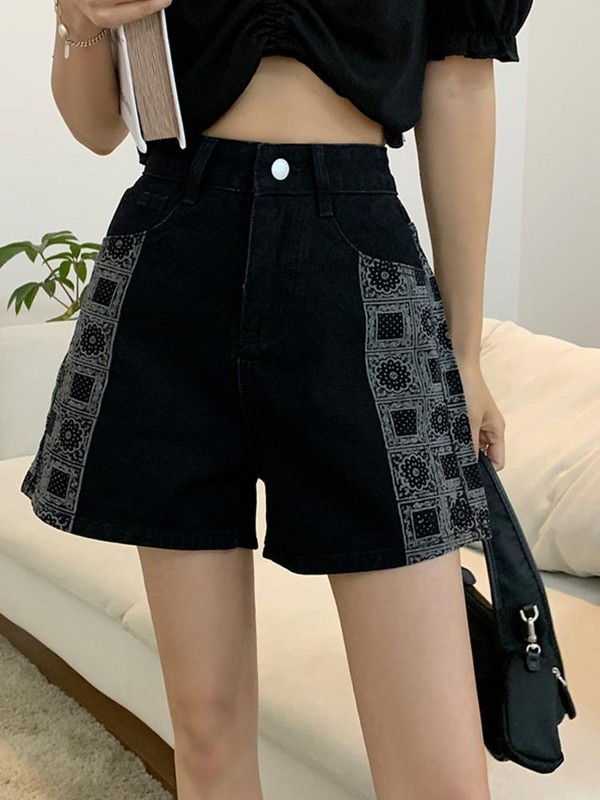 S-5XL šorti sievietēm vasarā ar augstu vidukli, džinsa auduma apdruku Vispārīgi stilīgi, brīvi jauni klasiski Populāri Джинсы Женские Studenti Ulzzang