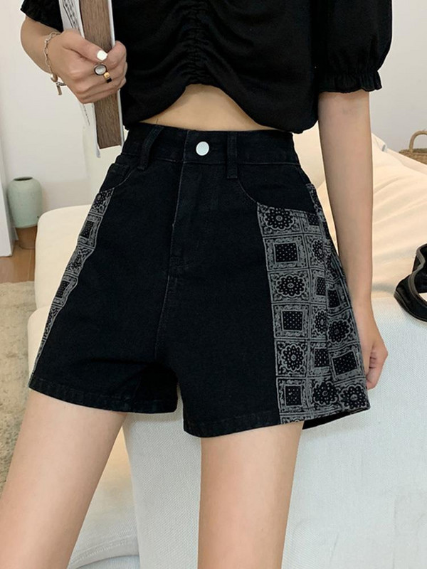 S-5XL šorti sievietēm vasarā ar augstu vidukli, džinsa auduma apdruku Vispārīgi stilīgi, brīvi jauni klasiski Populāri Джинсы Женские Studenti Ulzzang