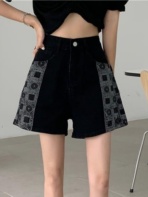 S-5XL šorti sievietēm vasarā ar augstu vidukli, džinsa auduma apdruku Vispārīgi stilīgi, brīvi jauni klasiski Populāri Джинсы Женские Studenti Ulzzang