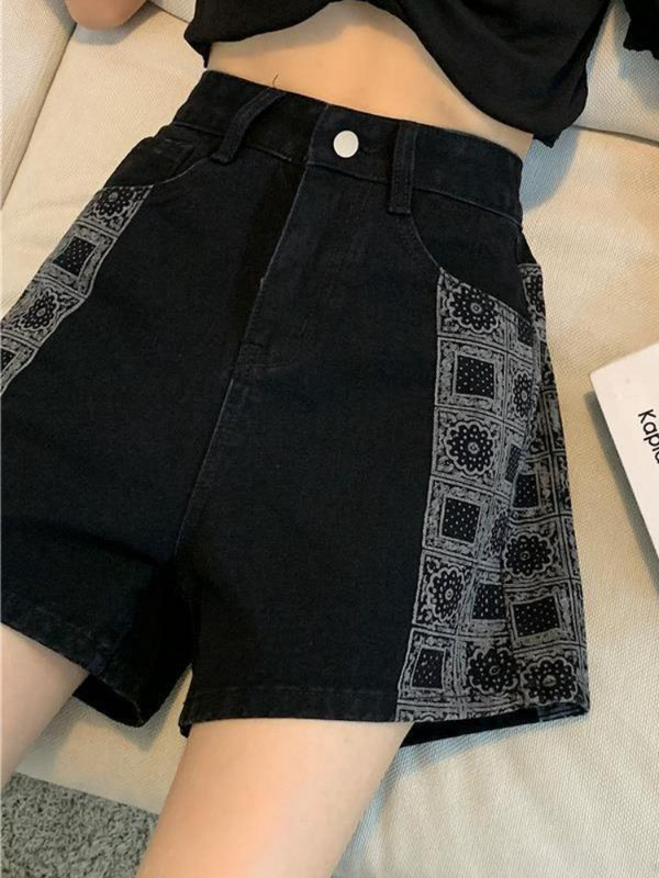 S-5XL šorti sievietēm vasarā ar augstu vidukli, džinsa auduma apdruku Vispārīgi stilīgi, brīvi jauni klasiski Populāri Джинсы Женские Studenti Ulzzang