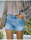 Ljeto 2023. Nove ženske poderane traper kratke hlače srednjeg struka, modne, rastezljive, uske, seksi kratke traperice, ležerna ženska odjeća S-2XL