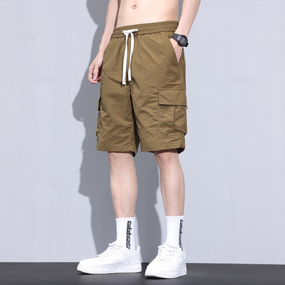 Nyári ultravékony rövidnadrágok nadrágok férfi rakodó oldalzsebek kocogók szürke Bermuda térd strand nylon rövid nadrág férfi nagy méret M-5XL
