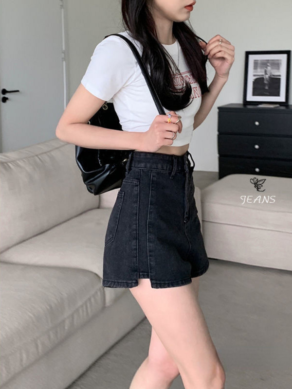 Traper kratke hlače S-5XL Ženske šik retro ulzzang modne kratke hlače s prorezom sa strane, visokog struka, zgodne djevojke, cool ulična odjeća, seksi, nježne, elegantne 