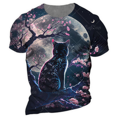 Japānas samuraju kaķa grafiski T krekli Forši klasiska mākslas stila vīriešu un sieviešu apdrukas T-krekli Modes ar O veida kakla izgriezumu īsām piedurknēm brīvi topi