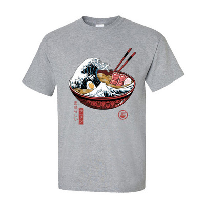 Apdruka Great Ramen Wave White Tops T-krekls vīriešiem Klasisks Japānas Style Crewneck 100% Cotton T krekls ar īsām piedurknēm nūdeles T-krekls