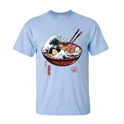 Apdruka Great Ramen Wave White Tops T-krekls vīriešiem Klasisks Japānas Style Crewneck 100% Cotton T krekls ar īsām piedurknēm nūdeles T-krekls