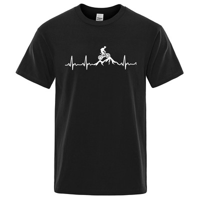 Mountain Bike Heartbeat Funny Mtb Dirt Bike Meeste T-särk Hip Hop vabaaja topid Summer Street T särk Suur puuvillane lühikeste varrukatega