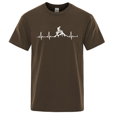 Mountain Bike Heartbeat Funny Mtb Dirt Bike Vīriešu Tkrekls Hip Hop Ikdienas Topi Summer Street T krekls Liela izmēra kokvilnas īsām piedurknēm