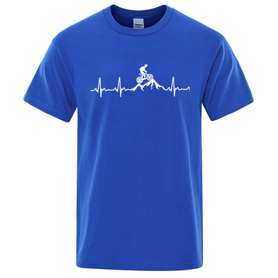 Mountain Bike Heartbeat Funny Mtb Dirt Bike Vīriešu Tkrekls Hip Hop Ikdienas Topi Summer Street T krekls Liela izmēra kokvilnas īsām piedurknēm