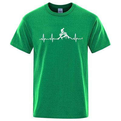 Mountain Bike Heartbeat Funny Mtb Dirt Bike Vīriešu Tkrekls Hip Hop Ikdienas Topi Summer Street T krekls Liela izmēra kokvilnas īsām piedurknēm