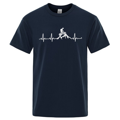 Mountain Bike Heartbeat Funny Mtb Dirt Bike Vīriešu Tkrekls Hip Hop Ikdienas Topi Summer Street T krekls Liela izmēra kokvilnas īsām piedurknēm