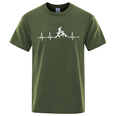 Mountain Bike Heartbeat Funny Mtb Dirt Bike Vīriešu Tkrekls Hip Hop Ikdienas Topi Summer Street T krekls Liela izmēra kokvilnas īsām piedurknēm