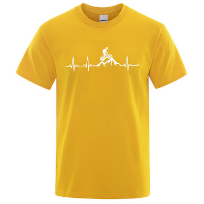 Mountain Bike Heartbeat Funny Mtb Dirt Bike Vīriešu Tkrekls Hip Hop Ikdienas Topi Summer Street T krekls Liela izmēra kokvilnas īsām piedurknēm
