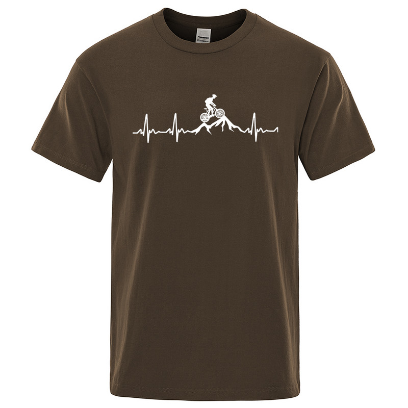 Mountain Bike Heartbeat Funny Mtb Dirt Bike Vīriešu Tkrekls Hip Hop Ikdienas Topi Summer Street T krekls Liela izmēra kokvilnas īsām piedurknēm