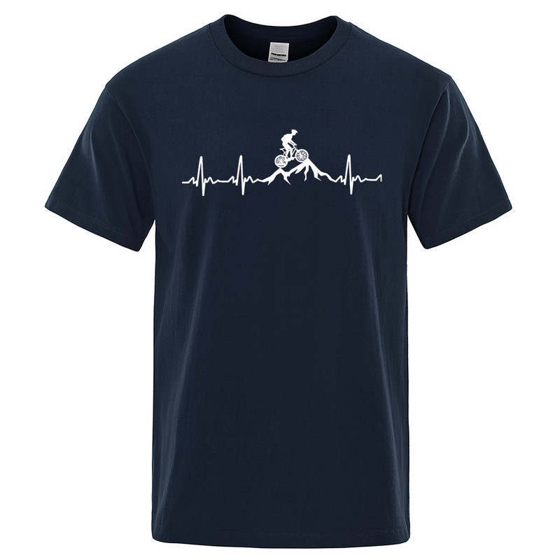 Mountain Bike Heartbeat Funny Mtb Dirt Bike Vīriešu Tkrekls Hip Hop Ikdienas Topi Summer Street T krekls Liela izmēra kokvilnas īsām piedurknēm