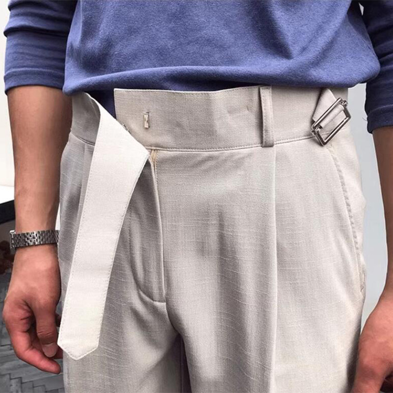 Vintage mežģīņu šorti ar augstu vidukli vīriešu pavasara vasaras modes tīras krāsas brīvas īsas bikses vīriešiem Jauni gadījuma taisni šorti vīriešiem