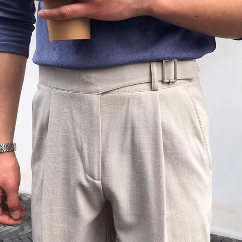 Vintage mežģīņu šorti ar augstu vidukli vīriešu pavasara vasaras modes tīras krāsas brīvas īsas bikses vīriešiem Jauni gadījuma taisni šorti vīriešiem