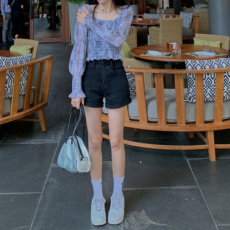 Traper kratke hlače Ženske jednobojne, jednostavne, visokog struka, u korejskom stilu, studentice Sve za fakultet Ins Ulična odjeća za slobodno vrijeme Chic Svakodnevno novo S-4XL