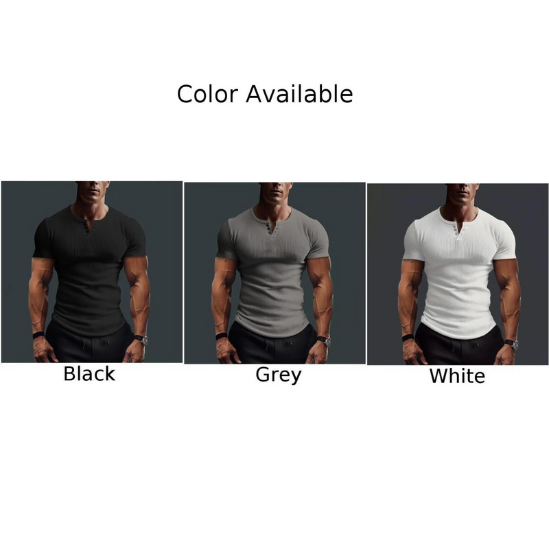 Μπλουζάκια Μπλούζες με στρογγυλή λαιμόκοψη Πουκάμισο με κοντό μανίκι γκρι ανδρικό πουλόβερ με ραβδώσεις μασίφ καλοκαιρινά ενεργά ρούχα