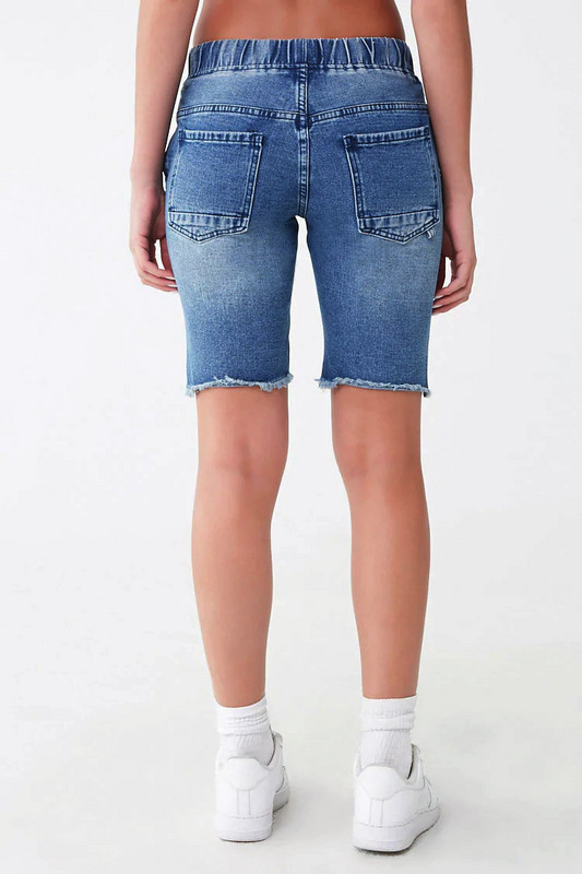 2022 nyár, új derékközépen szakadt farmer rövidnadrág női divatos nagy nyúlású elasztikus derék farmer rövidnadrág S-2XL Drop Shipping