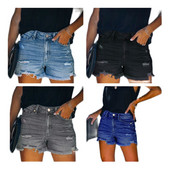 Ljeto 2022. Nove ženske traper kratke hlače, modne poderane elastične traper hlače s visokim strukom, ležerne ravne kratke hlače S-2XL, isporuka u paketu