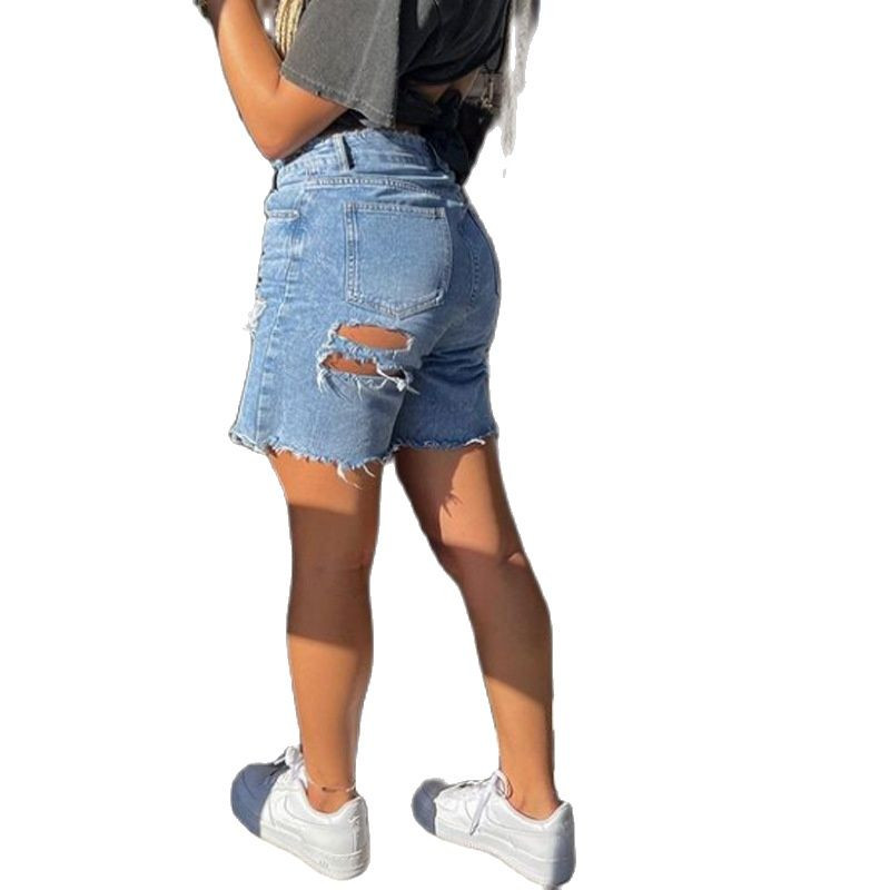 2022. gada pavasaris/vasara, jauni džinsu šorti ar augstu vidukli, sievietēm, ielu modes ikdienas elastīgi džinsi šorti S-2XL Drop Shipping