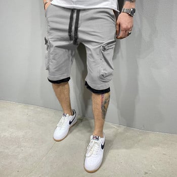 Мъжки къси панталони Нови летни памучни карго панталони с двоен джоб и цип Хип-хоп стил Ежедневни панталони Спортни фитнес панталони с пет точки