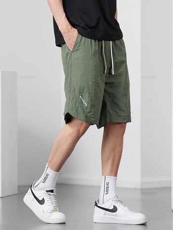 Нови летни тънки къси панталони Мъжки работни широки джоггери с шнурове Еластична талия Bermuda Knee Плажни къси панталони Мъжки плюс размер M-5XL